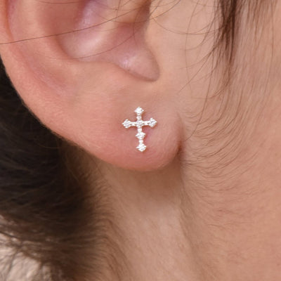 Culturesse Little Silver Cross Set Earrings