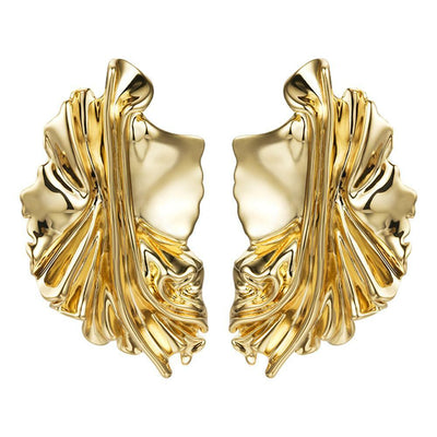 Culturesse Miucia Textured Gold Statement Earrings
