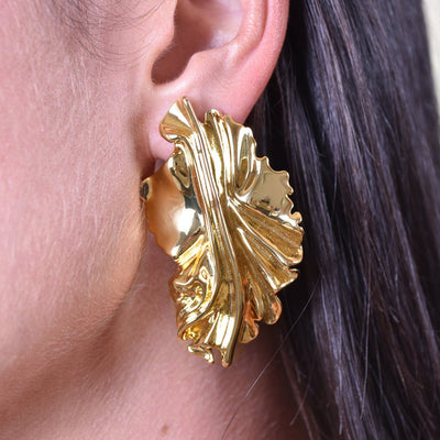 Culturesse Miucia Textured Gold Statement Earrings