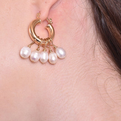 Culturesse Liesl Freshwater Pearl Hoop Earrings