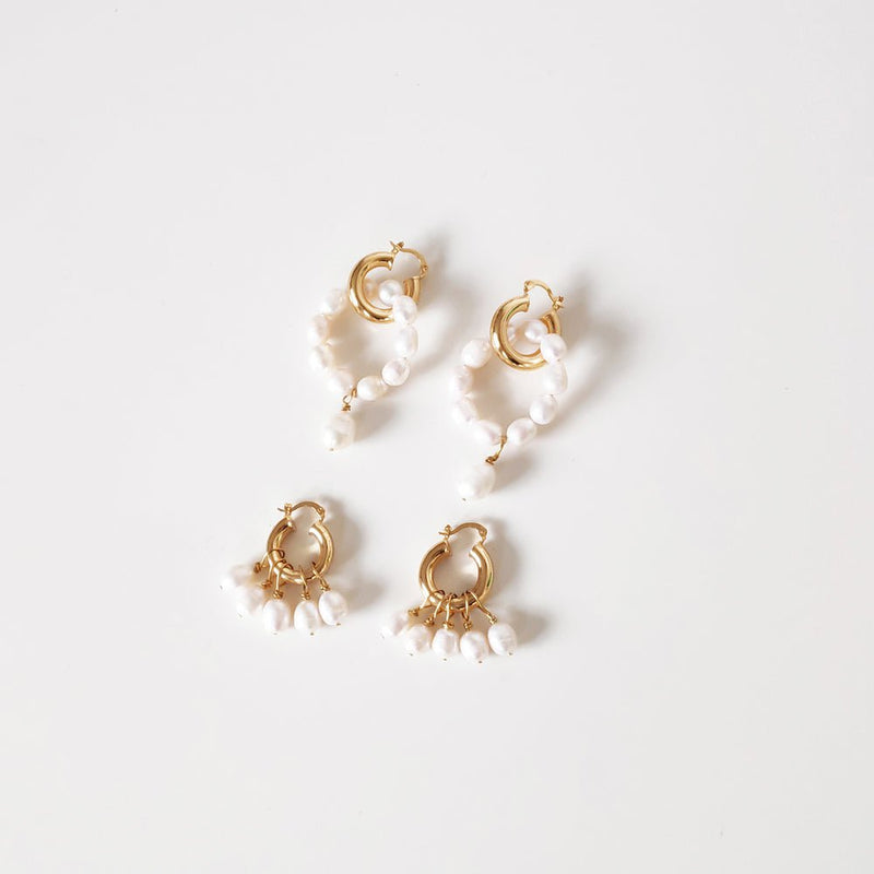 Culturesse Liesl Freshwater Pearl Hoop Earrings