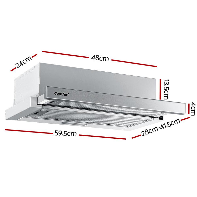 Comfee Rangehood 600mm Range Hood Slide Out 60cm Stainless Steel Kitchen Canopy - Payday Deals