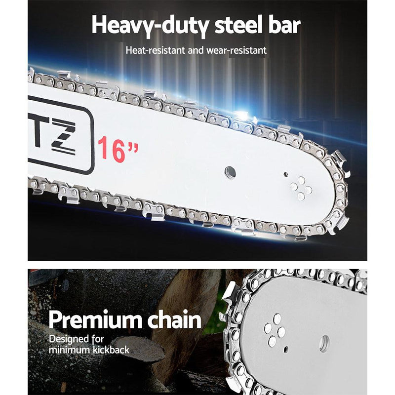 GIANTZ 45CC Petrol Commercial Chainsaw Chain Saw Bar E-Start Black - Payday Deals