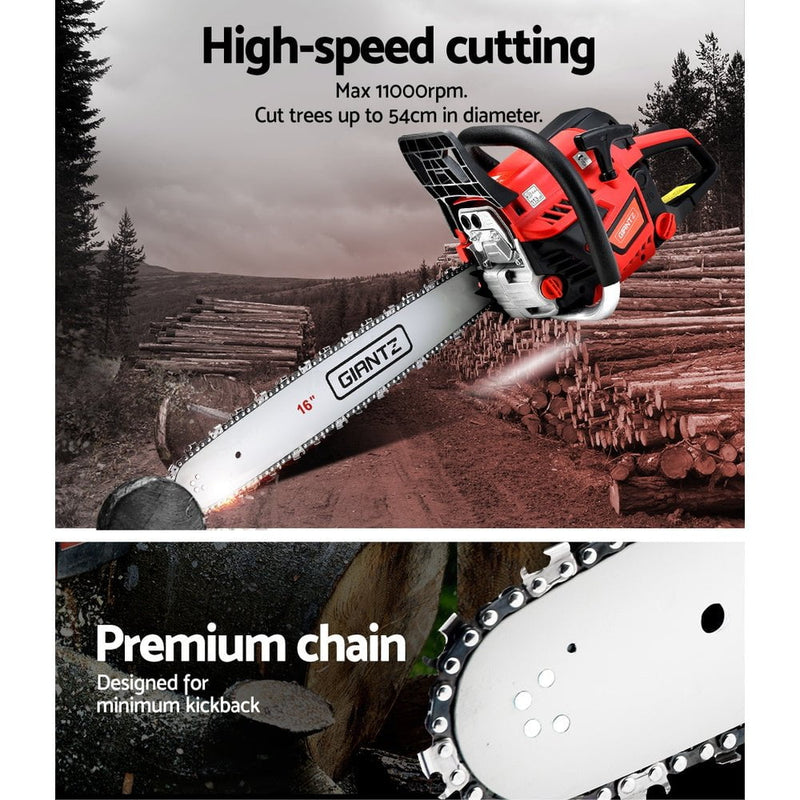 Giantz Petrol Chainsaw Chain Saw E-Start Commercial 45cc 16&