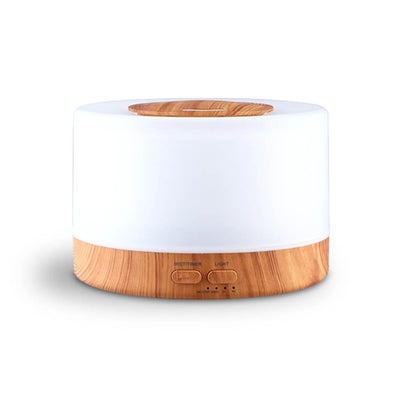 DEVANTI Aroma Diffuser Aromatherapy LED Night Light Air Humidifier Purifier Round Light Wood Grain 500ml Remote Control - Payday Deals