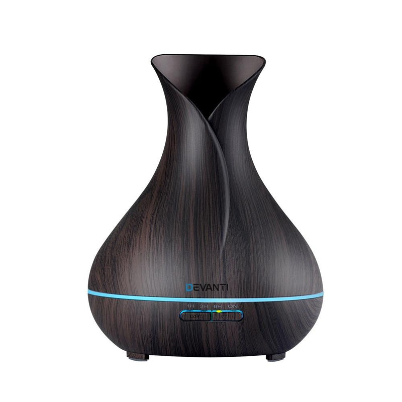 Devanti 400ml 4 in 1 Aroma Diffuser with remote control- Dark Wood - Payday Deals