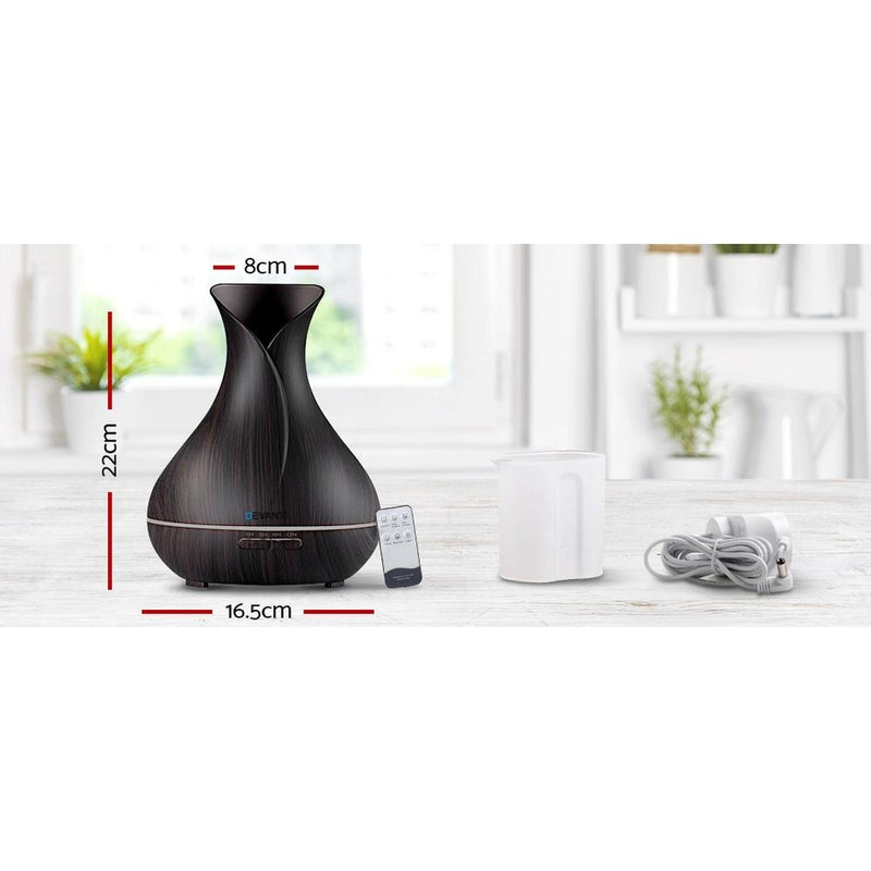 Devanti 400ml 4 in 1 Aroma Diffuser with remote control- Dark Wood - Payday Deals