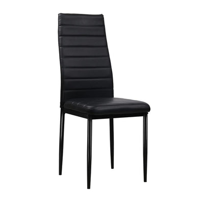 Artiss Set of 4 Dining Chairs PVC Leather - Black - Payday Deals