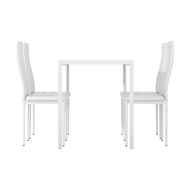 Artiss Dining Chairs and Table Dining Set 4 Chair Set Of 5 Wooden Top White