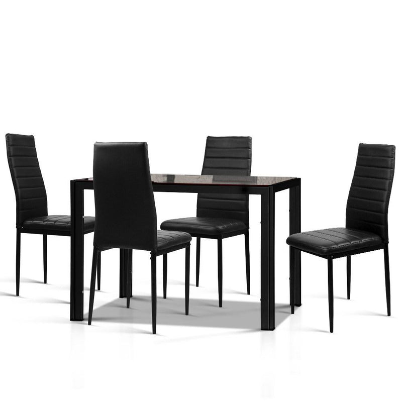 Artiss Astra 5-Piece Dining Table and Chairs Sets - Black - Payday Deals