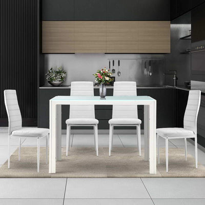 Artiss 5 Piece Dining Table Set - White - Payday Deals