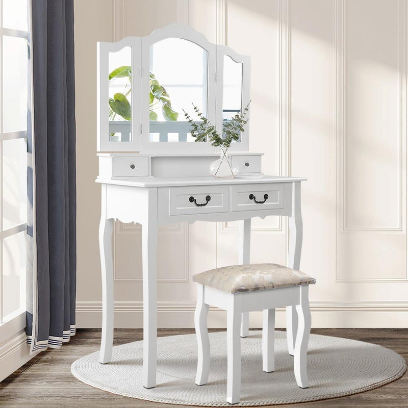 Artiss Dressing Table with Mirror - White - Payday Deals