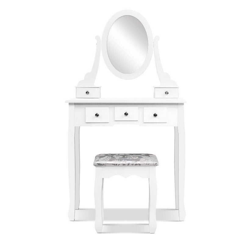 Artiss Dressing Table Stool Set Mirror Drawers Makeup Cabinet Storage Desk White - Payday Deals