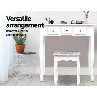 Artiss Dressing Table Stool Set Mirror Drawers Makeup Cabinet Storage Desk White - Payday Deals