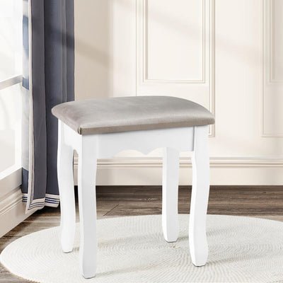Artiss Dressing Table Stool Makeup Chair Bedroom Vanity Velvet Fabric Grey - Payday Deals