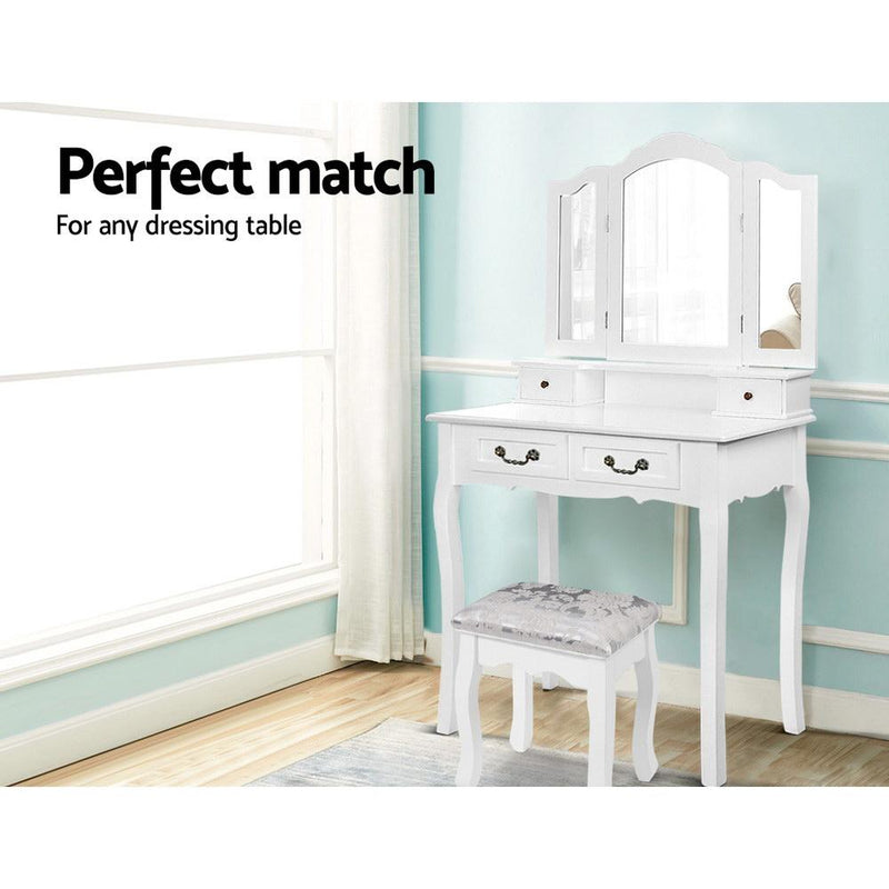 Artiss Dressing Table Stool Bedroom White Make Up Chair Fabric Furniture - Payday Deals