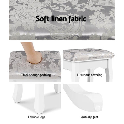 Artiss Dressing Table Stool Bedroom White Make Up Chair Fabric Furniture - Payday Deals