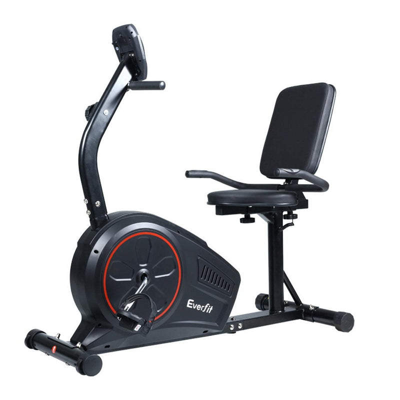 Everfit Magnetic Recumbent Exercise Bike Fitness Trainer Home Gym Equipment Black - Payday Deals
