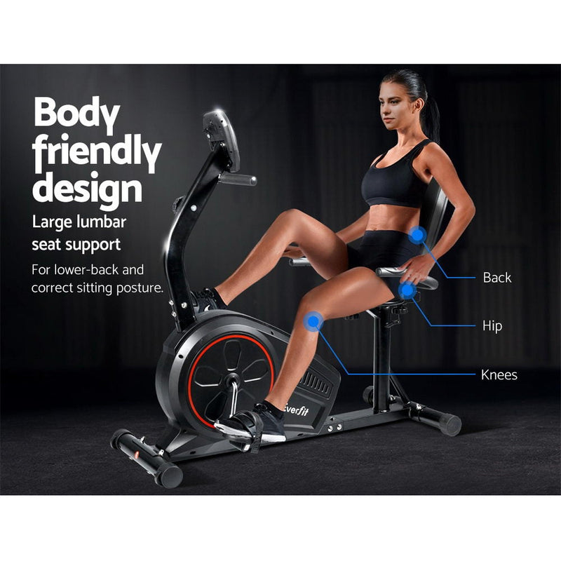 Everfit Magnetic Recumbent Exercise Bike Fitness Trainer Home Gym Equipment Black - Payday Deals