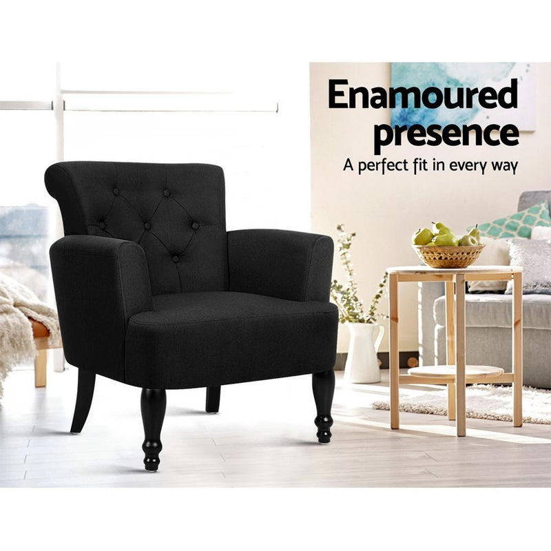 Artiss French Lorraine Chair Retro Wing - Black - Payday Deals