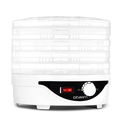 Devanti 5 Trays Food Dehydrator Fruit Dehydrators Pet Beef Jerky Dryer White