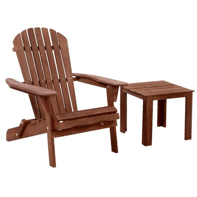 Gardeon Outdoor Folding Beach Camping Chairs Table Set Wooden Adirondack Lounge - Payday Deals