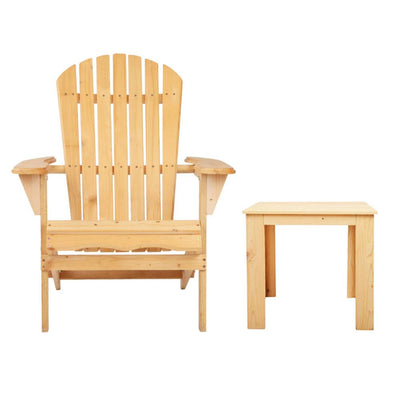Gardeon 3 Piece Wooden Outdoor Beach Chair and Table Set - Payday Deals