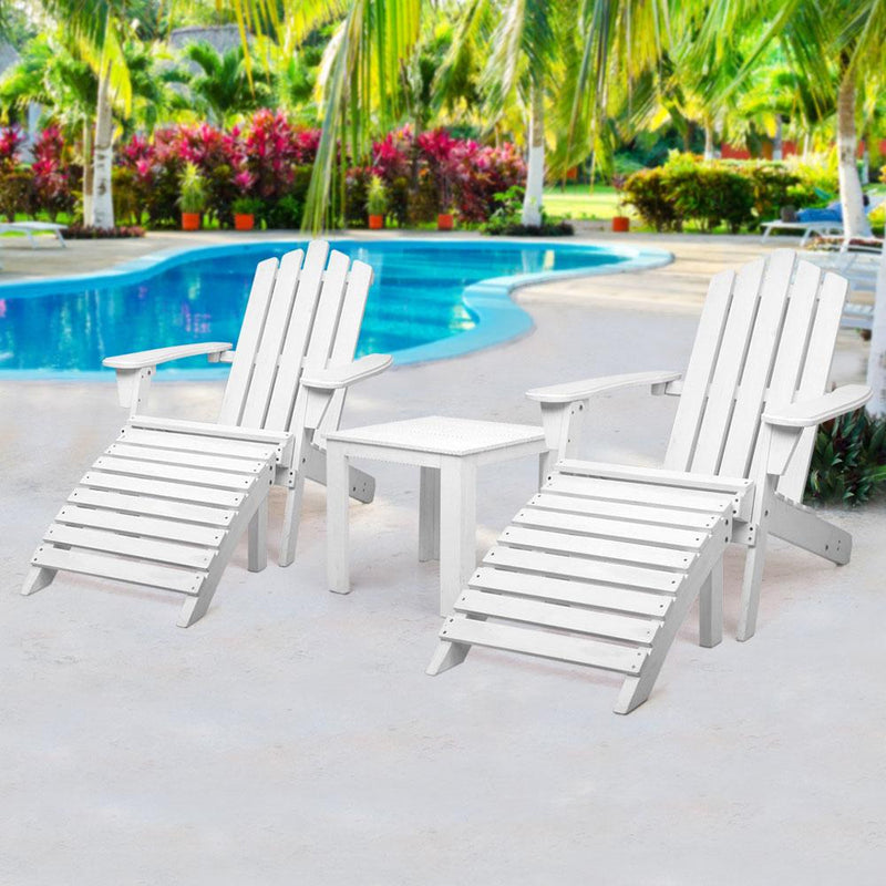 Gardeon Outdoor Sun Lounge Beach Chairs Table Setting Wooden Adirondack Patio Chair - Payday Deals