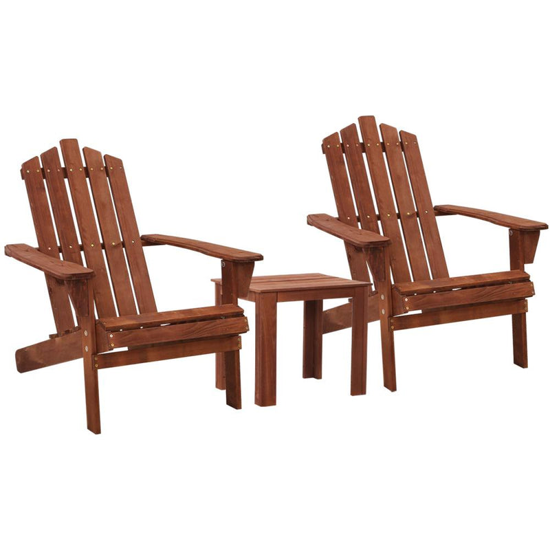 Gardeon Outdoor Sun Lounge Beach Chairs Table Setting Wooden Adirondack Patio Chair Brown - Payday Deals