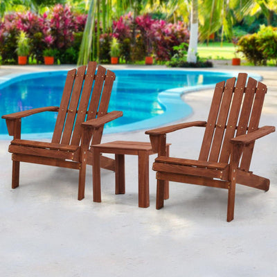 Gardeon Outdoor Sun Lounge Beach Chairs Table Setting Wooden Adirondack Patio Chair Brown - Payday Deals