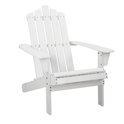 Gardeon Outdoor Sun Lounge Beach Chairs Table Setting Wooden Adirondack Patio - White - Payday Deals