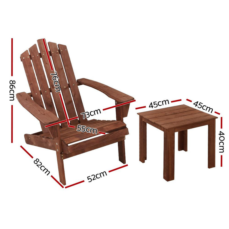 Gardeon Outdoor Sun Lounge Beach Chairs Table Setting Wooden Adirondack Patio Lounges Chair - Payday Deals
