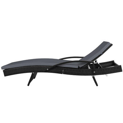 Gardeon Set of 2 Outdoor Sun Lounge Chair with Cushion - Black - Payday Deals