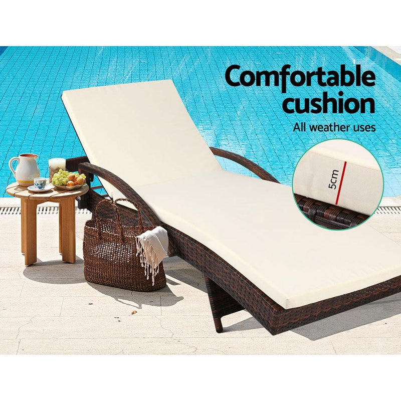 Gardeon Set of 2 Sun Lounge Outdoor Furniture Day Bed Rattan Wicker Lounger Patio - Payday Deals