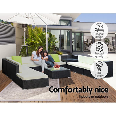 Gardeon 12PC Sofa Set with Storage Cover Outdoor Furniture Wicker - Payday Deals