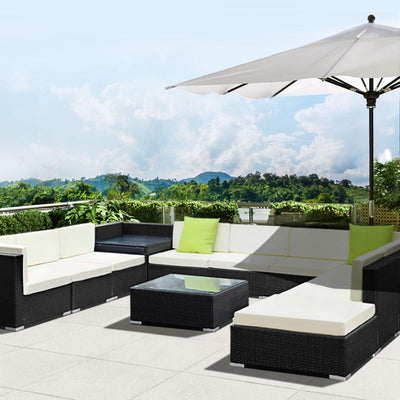 Gardeon 12PC Sofa Set with Storage Cover Outdoor Furniture Wicker - Payday Deals
