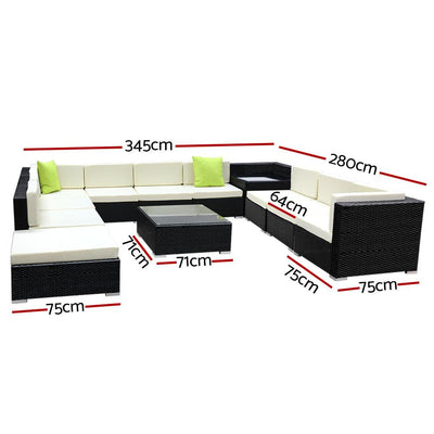 Gardeon 12PC Outdoor Furniture Sofa Set Wicker Garden Patio Lounge - Payday Deals