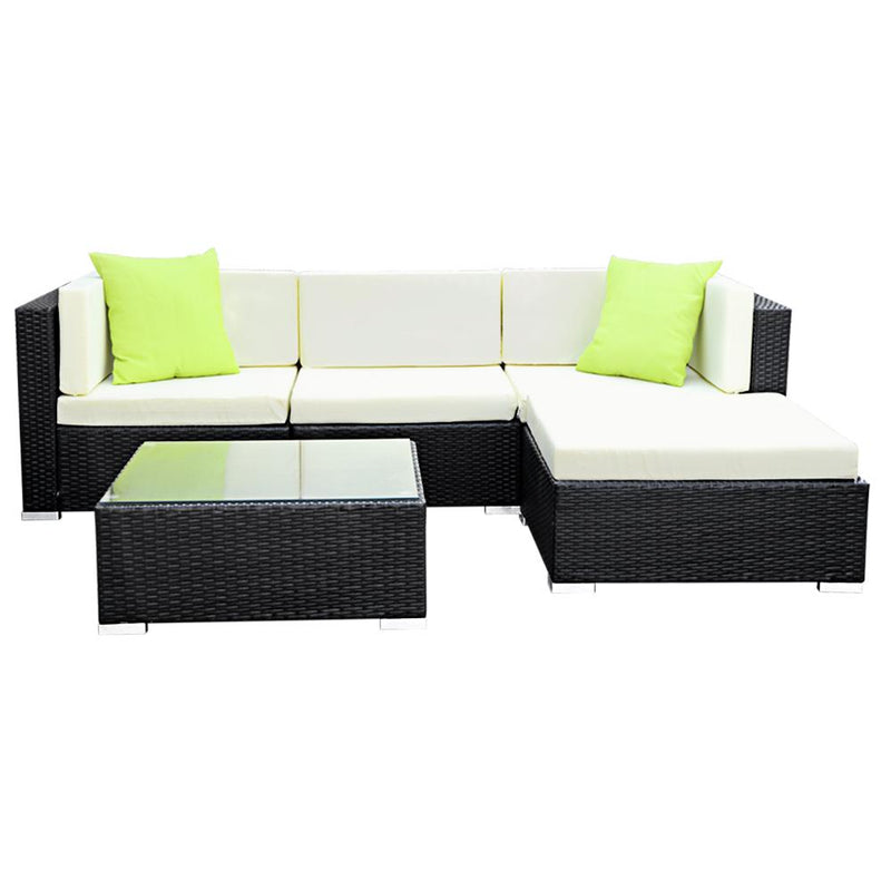 Gardeon 5PC Sofa Set with Storage Cover Outdoor Furniture Wicker - Payday Deals