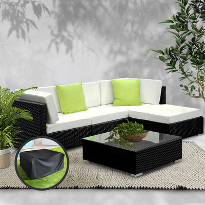 Gardeon 5PC Sofa Set with Storage Cover Outdoor Furniture Wicker - Payday Deals