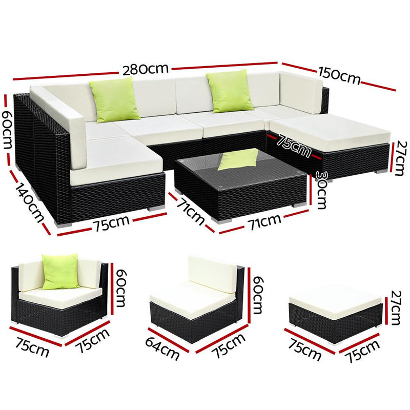 Gardeon 7PC Sofa Set with Storage Cover Outdoor Furniture Wicker - Payday Deals