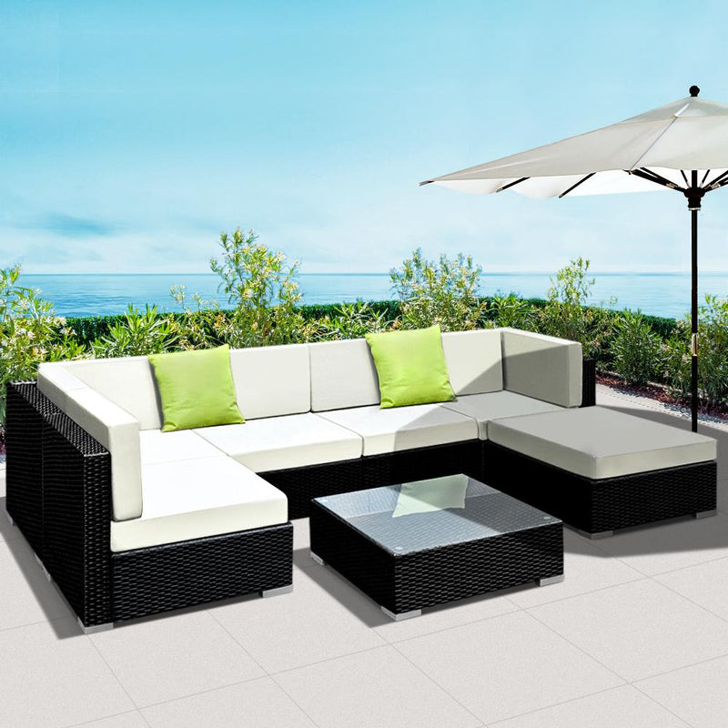 Gardeon 7PC Sofa Set with Storage Cover Outdoor Furniture Wicker - Payday Deals