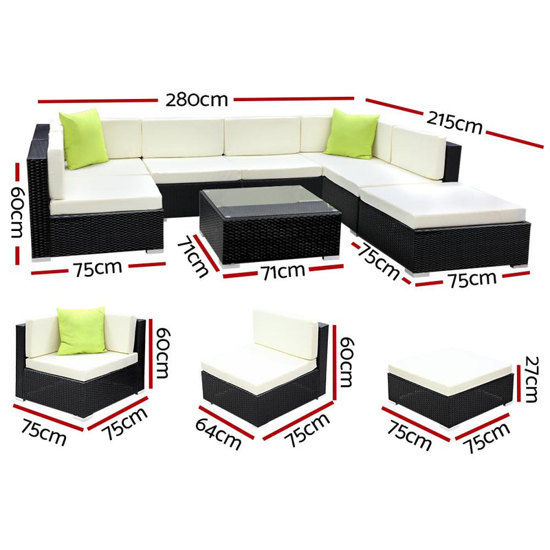 Gardeon 8PC Sofa Set with Storage Cover Outdoor Furniture Wicker - Payday Deals