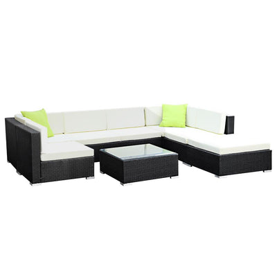 Gardeon 8PC Sofa Set with Storage Cover Outdoor Furniture Wicker - Payday Deals