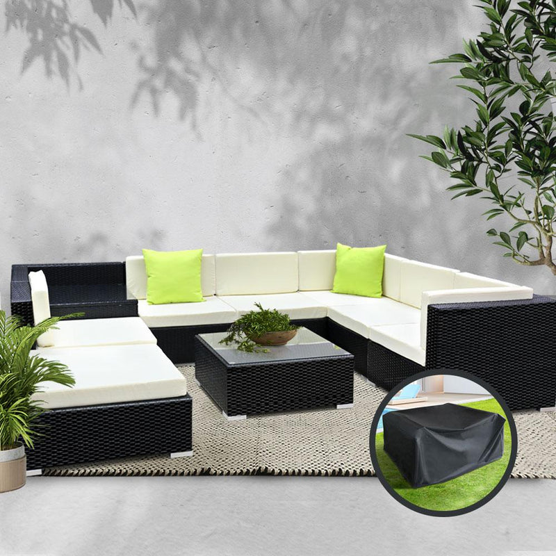 Gardeon 9PC Sofa Set with Storage Cover Outdoor Furniture Wicker - Payday Deals