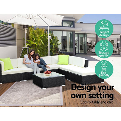 2PC Gardeon Outdoor Furniture Sofa Set Wicker Rattan Garden Lounge Chair Setting - Payday Deals
