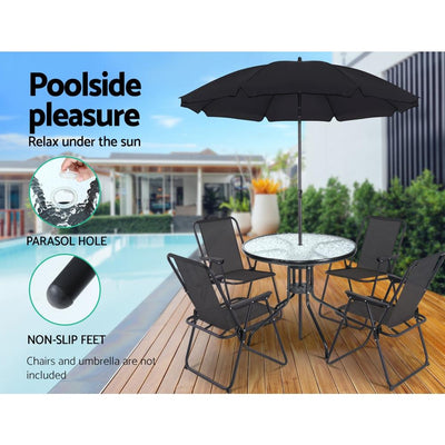 Gardeon Outdoor Dining Table Bar Setting Steel Glass 70CM - Payday Deals