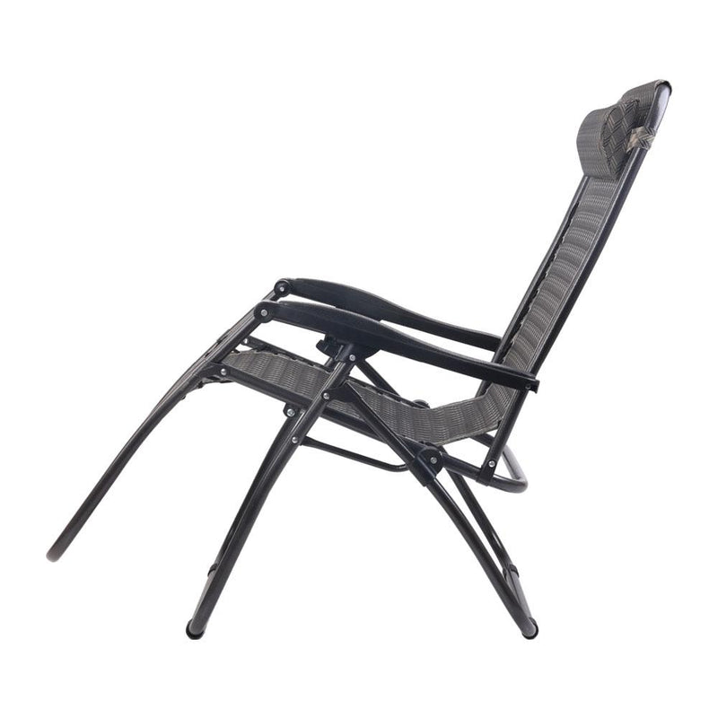 Gardeon Set of 2 Zero Gravity Chairs Reclining Outdoor Furniture Sun Lounge Folding Camping Lounger Grey - Payday Deals