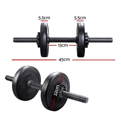 Everfit 12KG Dumbbells Dumbbell Set Weight Plates Home Gym Fitness Exercise - Payday Deals