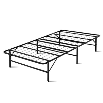 Artiss Folding Bed Frame Metal Bed Base King Single Size Portable Black - Payday Deals