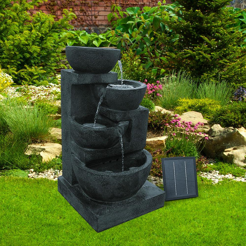 Gardeon 4 Tier Solar Powered Water Fountain with Light - Blue - Payday Deals